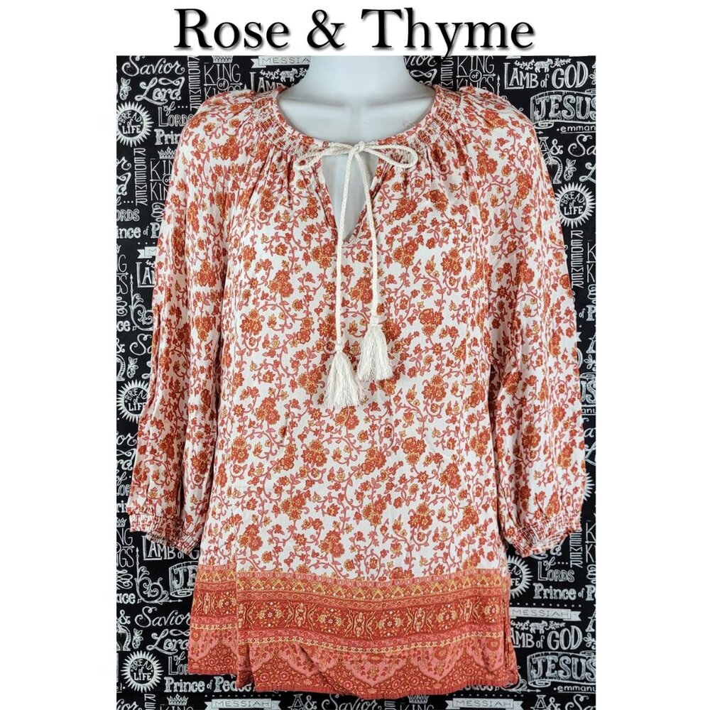 Rose & Thyme Floral BOHO Shirt Size Medium